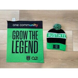 Austin FC 2pc Gear Bundle Green/Black Pom Beanie & Kanata Polyester Rally Towel